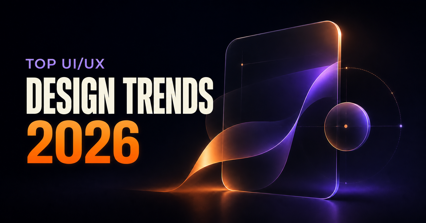 Futuristic adaptive mobile interface representing UI and UX design trends for 2026